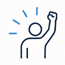 Stick figure person holding phone with radiating lines