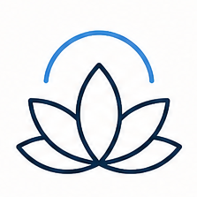 Blue lotus flower icon with curved petals