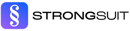 Strongsuit logo with blue square icon and black text