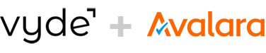 Vyde and Avalara logos connected by plus sign