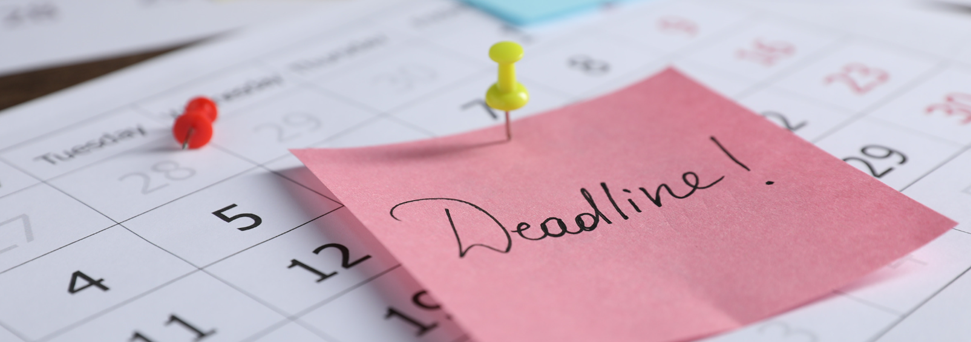 Deadline note on a calendar