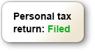 Personal tax return: Filed status indicator with green text