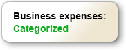 Business expenses categorized text on beige rounded rectangle button